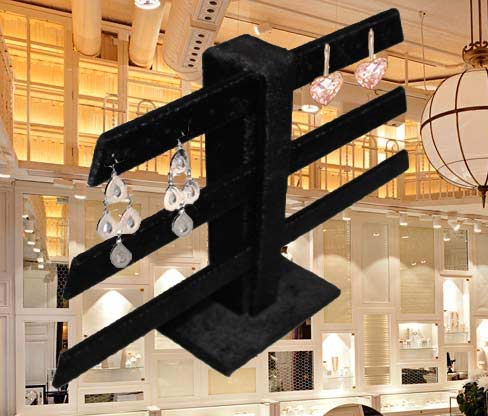 Exhibidor de Aretes de 3, 4 y 5 Niveles terciopelo negro a blanco en venta en exhibidores flores